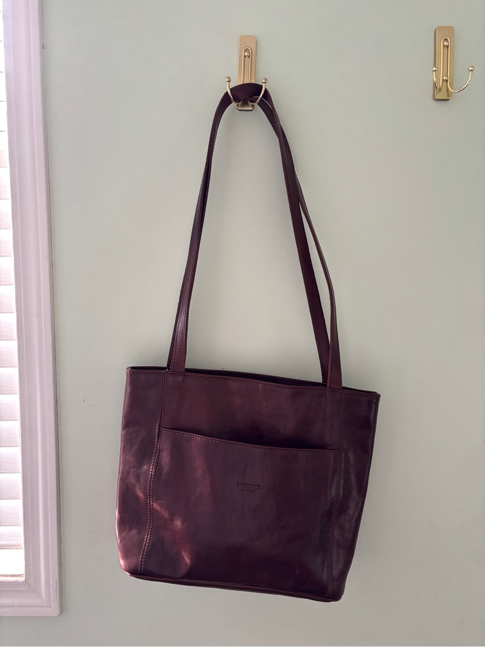 I Medici of Florence Mezzo Handbag Italian Leather, Cognac